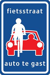 Verkeersbord RVV model L51 - Fietsstraat, auto te gast