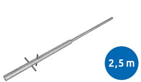 Halsversterkte stalen flespaal 76x48mm rond met een lengte van 2500mm en losse ankers