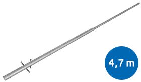 Halsversterkte stalen flespaal 76x48mm rond met een lengte van 4700mm en losse ankers