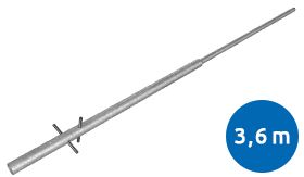 Stalen flespaal met onversterkte hals 76x48mm rond met een lengte van 3600mm en losse ankers