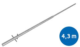 Stalen flespaal met onversterkte hals 76x48mm rond met een lengte van 4300mm en losse ankers