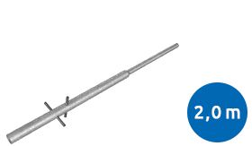 Stalen flespaal met onversterkte hals 76x48mm rond met een lengte van 2000mm en losse ankers