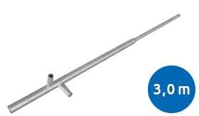 Halsversterkte stalen flespaal 76x48mm rond met een lengte van 3000mm en vaste ankers