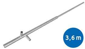 Halsversterkte stalen flespaal 76x48mm rond met een lengte van 3600mm en vaste ankers