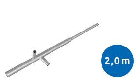 Halsversterkte stalen flespaal 76x48mm rond met een lengte van 2000mm en vaste ankers