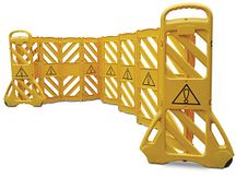 Geel kunststof geleidevouwhek 4000mm breed