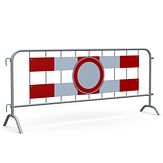 Dranghek met 9 spijlen en grote en kleine voet - met 2 aluminium platen enkelzijdig voorzien van rood/wit retroreflecterende folie en RVV C01