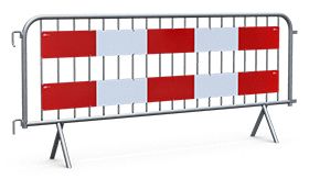 Dranghek met 19 spijlen en rechte voet - met 2 aluminium platen dubbelzijdig voorzien van rood/wit retroreflecterende folie