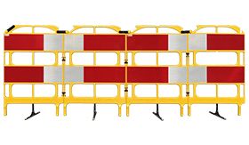 4 delig Handygard afzethek geel 3000mm dubbelzijdig voorzien van rood/wit retroreflecterende folie