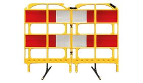 2 delig Handygard afzethek geel 1500mm enkelzijdig voorzien van rood/wit retroreflecterende folie