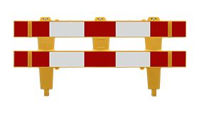 Afzethek POLgard 2500mm breed enkelzijdig voorzien van rood/wit retroreflecterende folie excl. standaards