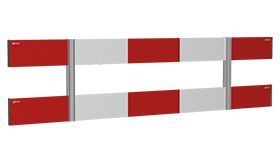 Kunststof demontabel afzethek 2500mm breed dubbelzijdig voorzien van rood/wit retroreflecterende folie excl. standaards