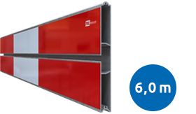 Aluminium BB16 schrikhekplank 1-sleuf 6000mm breed dubbelzijdig voorzien van klasse III rood/witte retroreflecterende blokken