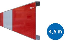 Aluminium BB16 schrikhekplank DOR 4500mm breed enkelzijdig voorzien van klasse III rood/witte retroreflecterende blokken