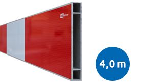 Aluminium BB16 schrikhekplank SNB20 4000mm breed dubbelzijdig voorzien van klasse II rood/wit retroreflecterende blokken