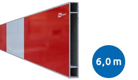 Aluminium BB16 schrikhekplank SNB20 6000mm breed dubbelzijdig voorzien van klasse II rood/wit retroreflecterende blokken