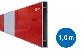 Aluminium BB16 schrikhekplank SNB20 1000mm breed dubbelzijdig voorzien van klasse III rood/wit retroreflecterende blokken