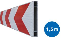 Aluminium BB18 schrikhekplank SNB20 1500mm breed enkelzijdig voorzien van klasse III rood/witte retroreflecterende pijlen