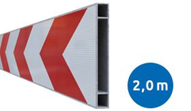 Aluminium BB18 schrikhekplank SNB20 2000mm breed enkelzijdig voorzien van klasse III rood/witte retroreflecterende pijlen