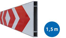 Aluminium BB17 schrikhekplank SNB20 1500mm breed dubbelzijdig voorzien van klasse III rood/witte retroreflecterende pijlen