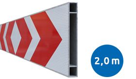 Aluminium BB17 schrikhekplank SNB20 2000mm breed dubbelzijdig voorzien van klasse III rood/witte retroreflecterende pijlen