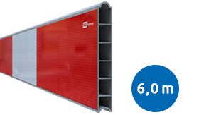 Kunststof BB16 schrikhekplank 6000mm breed enkelzijdig voorzien van klasse III rood/witte retroreflecterende blokken