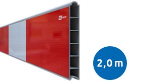 Kunststof BB16 schrikhekplank 2000mm breed dubbelzijdig voorzien van klasse III rood/witte retroreflecterende blokken
