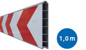 Kunststof BB18 schrikhekplank 1000mm breed enkelzijdig voorzien van klasse III rood/witte retroreflecterende pijlen