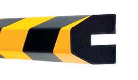 Stootrand - trapeze - zelfklevend - geel/zwart - klemgroef 20 mm