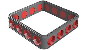 Modula® trekput ring - invoer - 600x600x150 mm - 16 uitgangen