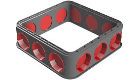 Modula® trekput ring - invoer - 450x450x150 mm - 12 uitgangen