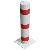 Vaste afzetpaal met voetplaat - 1000x193 mm Ø - wit/rood