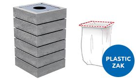 Afvalbak AGORA - plastic zak - Mineral Grey - 450x450x800 mm