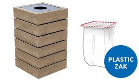 Afvalbak AGORA - plastic zak - Sand Beige - 450x450x800 mm