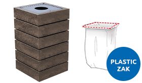 Afvalbak AGORA - plastic zak - Quartz Brown - 450x450x800 mm