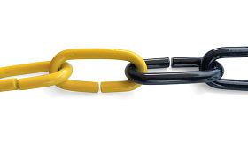 Afzetketting - geel/zwart - staal  7 mm - per meter