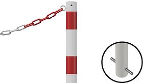 Kettingpaal - 1 oog - wit/rood - 1300x60 mm Ø - instorten