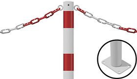 Kettingpaal - 2 ogen - wit/rood - 900x60 mm Ø - met voetplaat