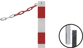 Kettingpaal - 1 oog - wit/rood - uitneembaar met driekantslot