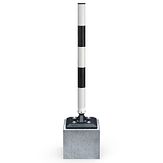 Veerpaal BB21 - wit/zwart - Klasse 3 + voetplaat / betonpoer