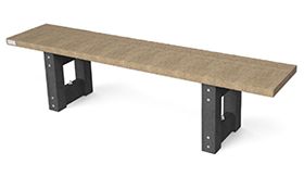 Recycling bank model LONDON zonder rugleuning - in de kleur beige met een afmeting van 1800x380x440mm