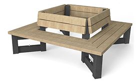 Recycling boombank model LONDON met rugleuning - in de kleur beige met een afmeting van 1800x1800x770mm