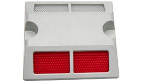 Wegdekreflector FPP-301 - DZ - rood/wit - 100x100 mm - z. pin