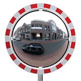 Verkeersspiegel - 600 mm - acryl - zicht 180° - beugel 48-90 mm Ø