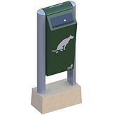 BIN Hondenhalte - 60 liter - RAL 6009 - op betonblok