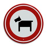 Aluminium DOR verkeersbord model 24 verboden voor honden - levensduur 7 jaar - afmeting 400mm rond