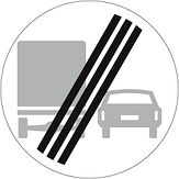 Aluminium DOR verkeersbord RVV F04 einde inhaalverbod voor vrachtauto's - levensduur 10 jaar - afmeting 800mm rond