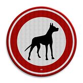 Aluminium DOR verkeersbord model 25 verboden voor honden - levensduur 10 jaar - afmeting 300mm rond
