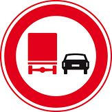 Aluminium DOR verkeersbord RVV F03 inhaalverbod voor vrachtauto's - levensduur 10 jaar - afmeting 600mm rond