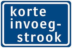 Aluminium DOR verkeersbord RVV BB05 korte invoegstrook - levensduur 10 jaar - afmeting 900x600mm
